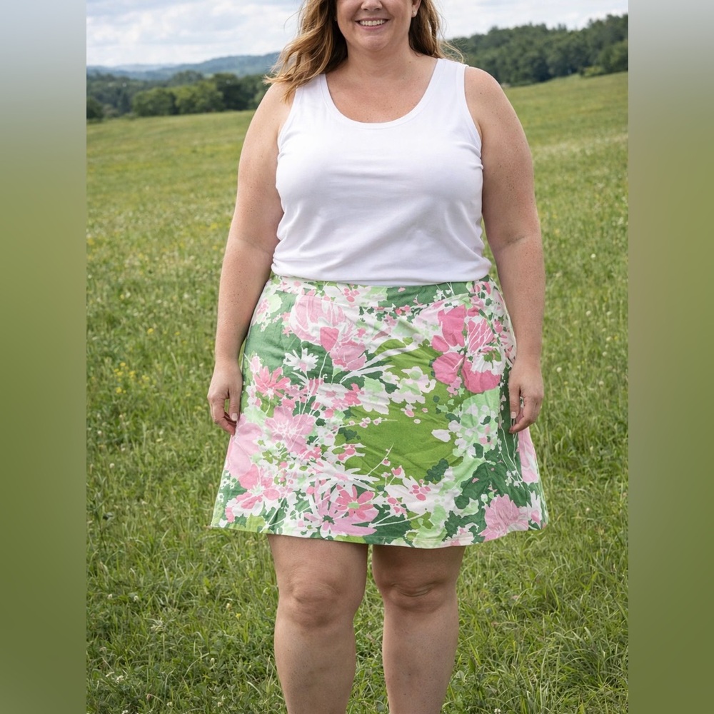 Talbots A-Line Floral Skirt Spring Summer Wildflower Watercolor 100% Cotton 22WP